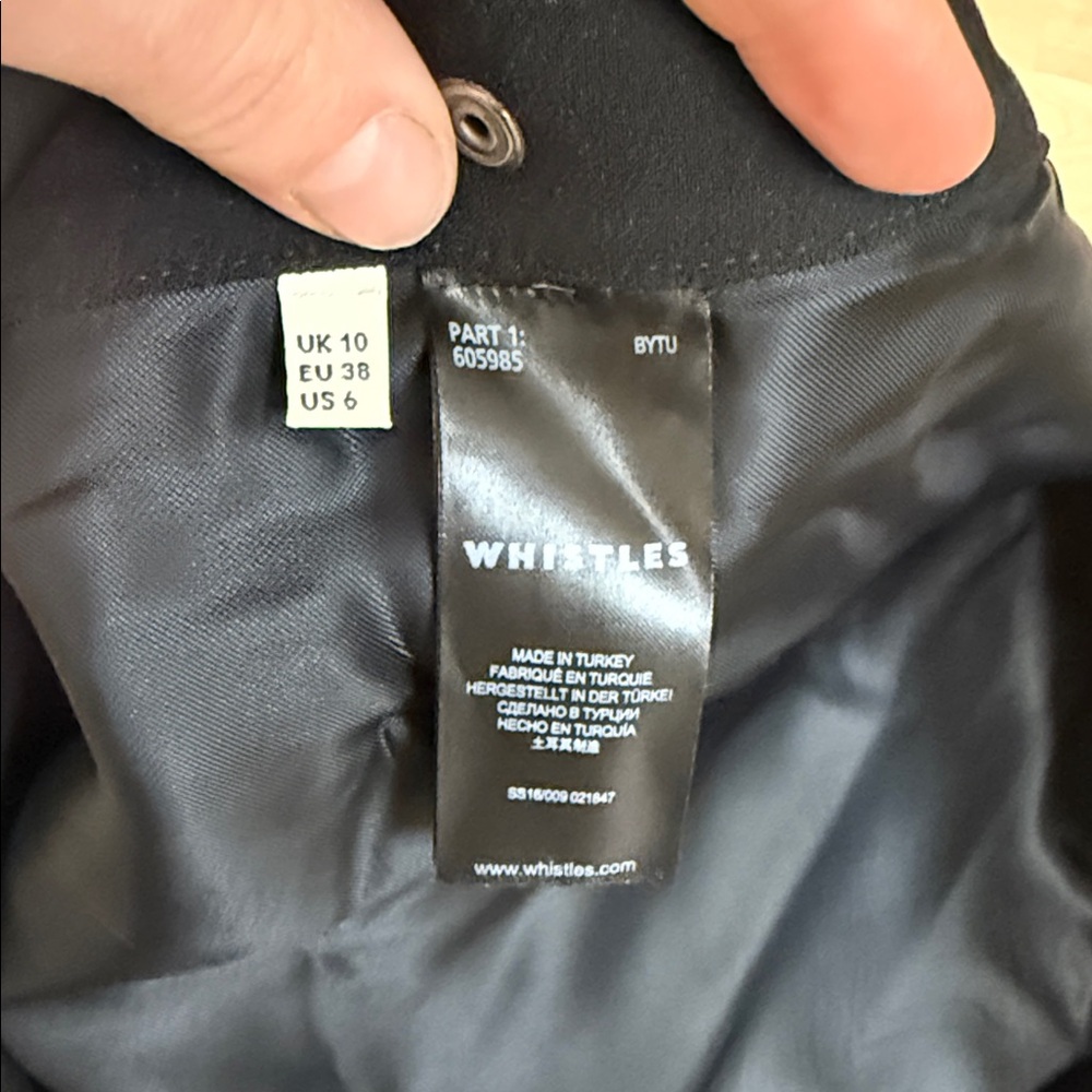 Whistles Classic Black A-Line Skirt with Side Buttons - Picture 3 of 7